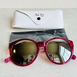 AQS Sunglasses Women's Daisy Mirrored Sunglasses Pink